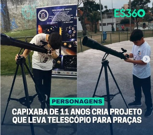 LEVO AOS ESPAÇÕES PUBLICOS TELESCOPIOS PARA OBSERVAÇÕES DO CEU NOTURNO.